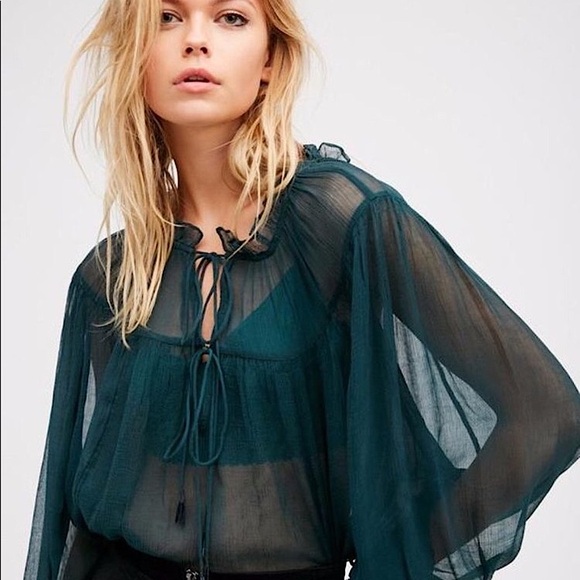 NWT FREE PEOPLE DREAM CUFF BLOUSE TOP - Picture 2 of 6